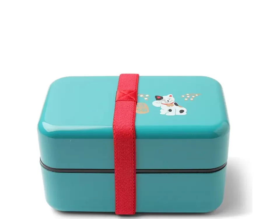 Bento Sets^MIYA Company Bento Box Fortune Cat Teal Blue