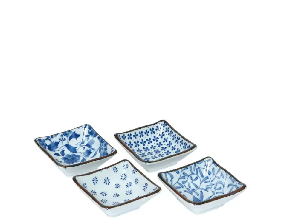 Sauce Dishes^MIYA Company Blue & White 3.25" Sq. Sauce Dish Set