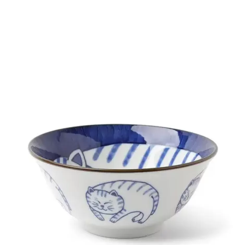 Bowls^MIYA Company Blue & White Cat 5-3/4" Bowl