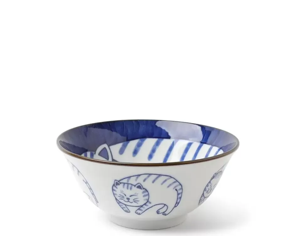 Bowls^MIYA Company Blue & White Cat 5-3/4" Bowl