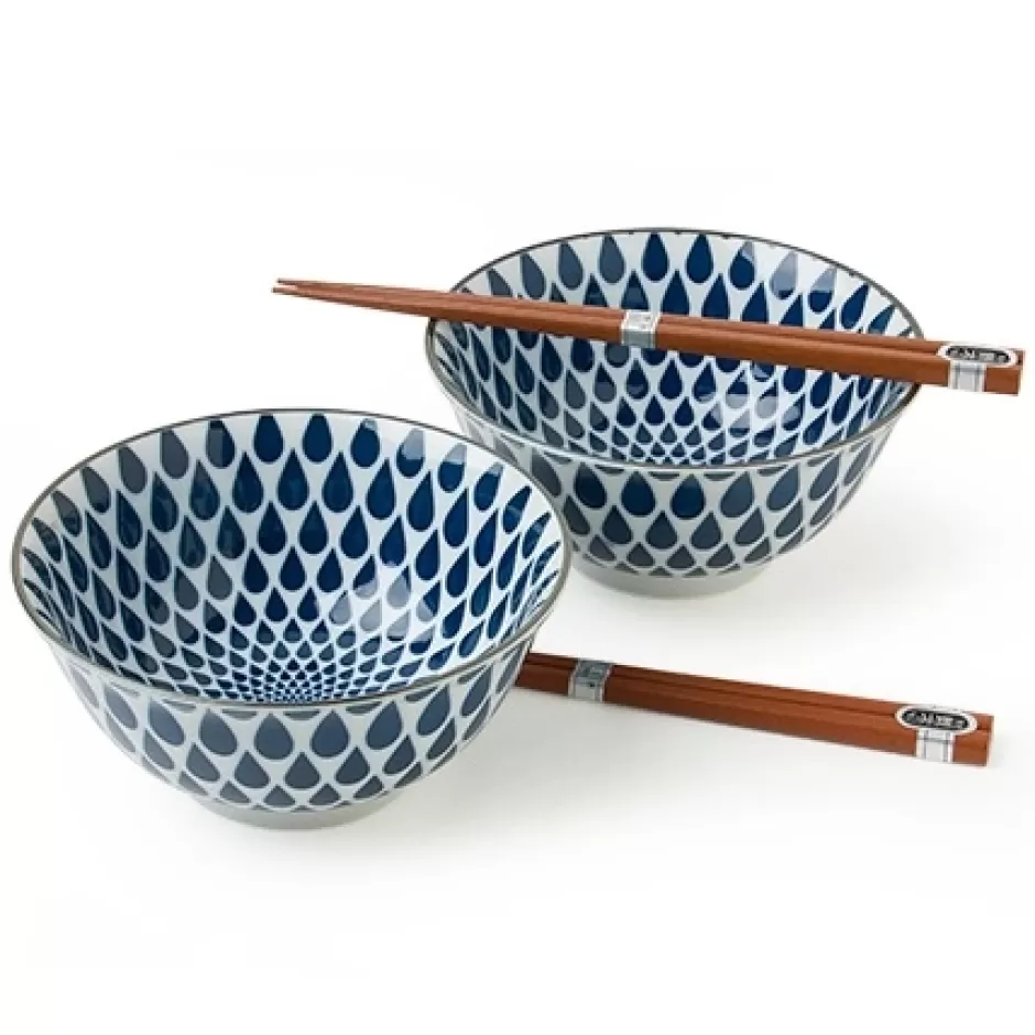 Bowl Sets^MIYA Company Blue & White Rain Bowl Set