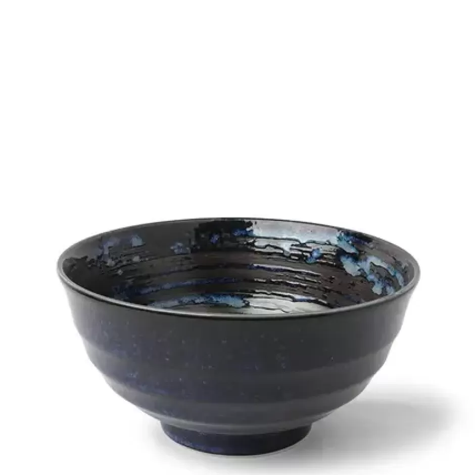 Medium Bowls^MIYA Company Blue Black Swirl 6.75" Noodle Bowl