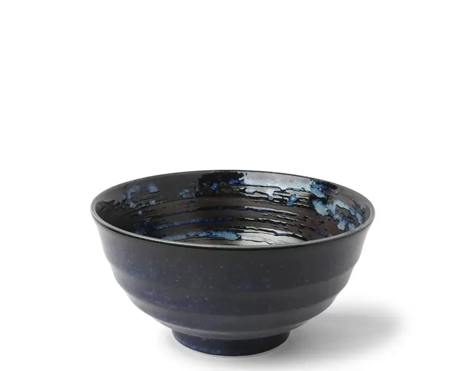 Medium Bowls^MIYA Company Blue Black Swirl 6.75" Noodle Bowl