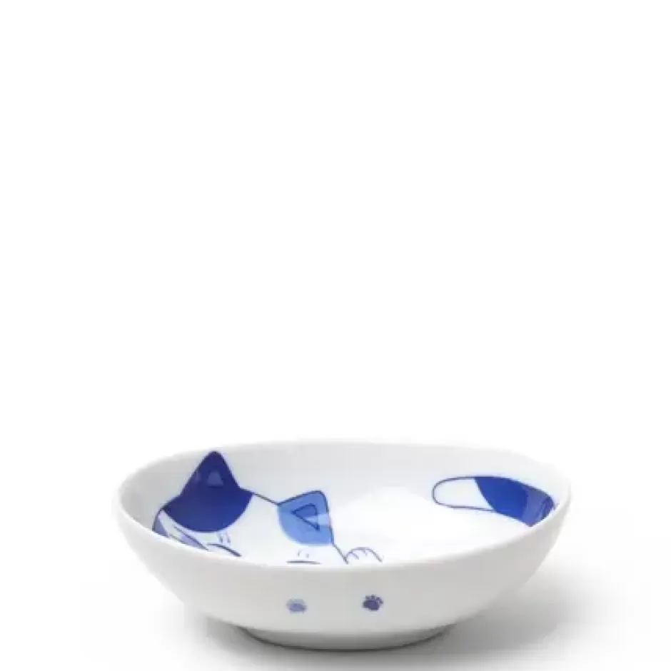 Bowls^MIYA Company Blue Cats 5" X 3.75" Oval Bowl