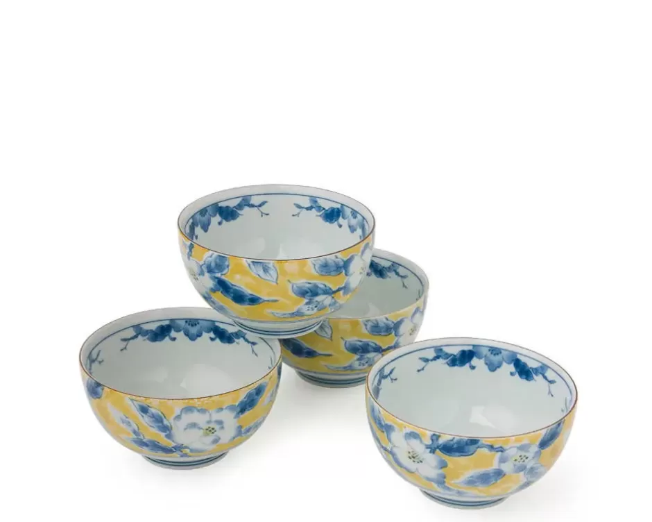 Bowl Sets^MIYA Company Blue Flower 5" Yellow Bowl Set