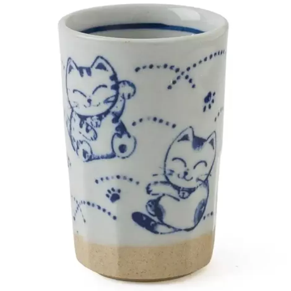 Tableware^MIYA Company Blue Fortune Cat Cup 9 Oz