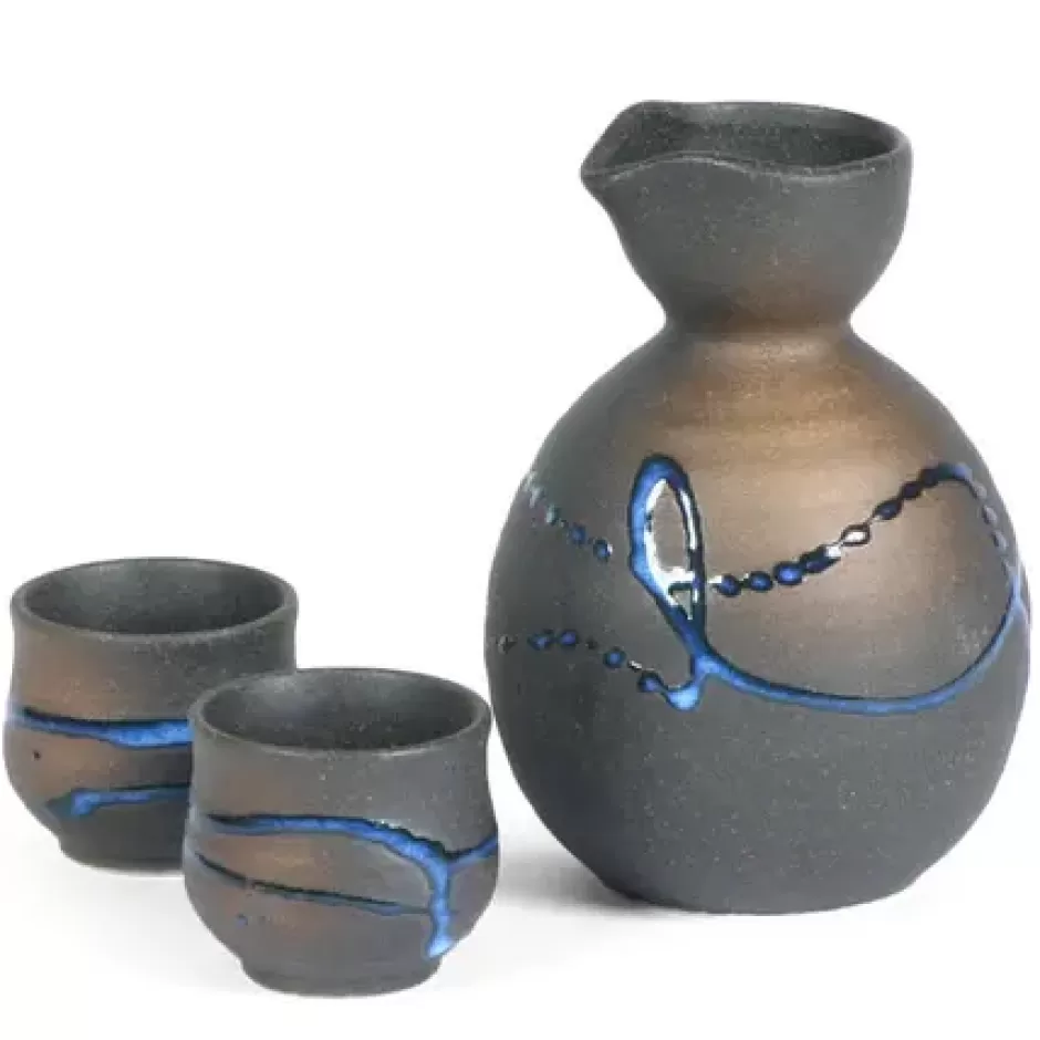 Sake Sets^MIYA Company Blue Splatter Sake Set