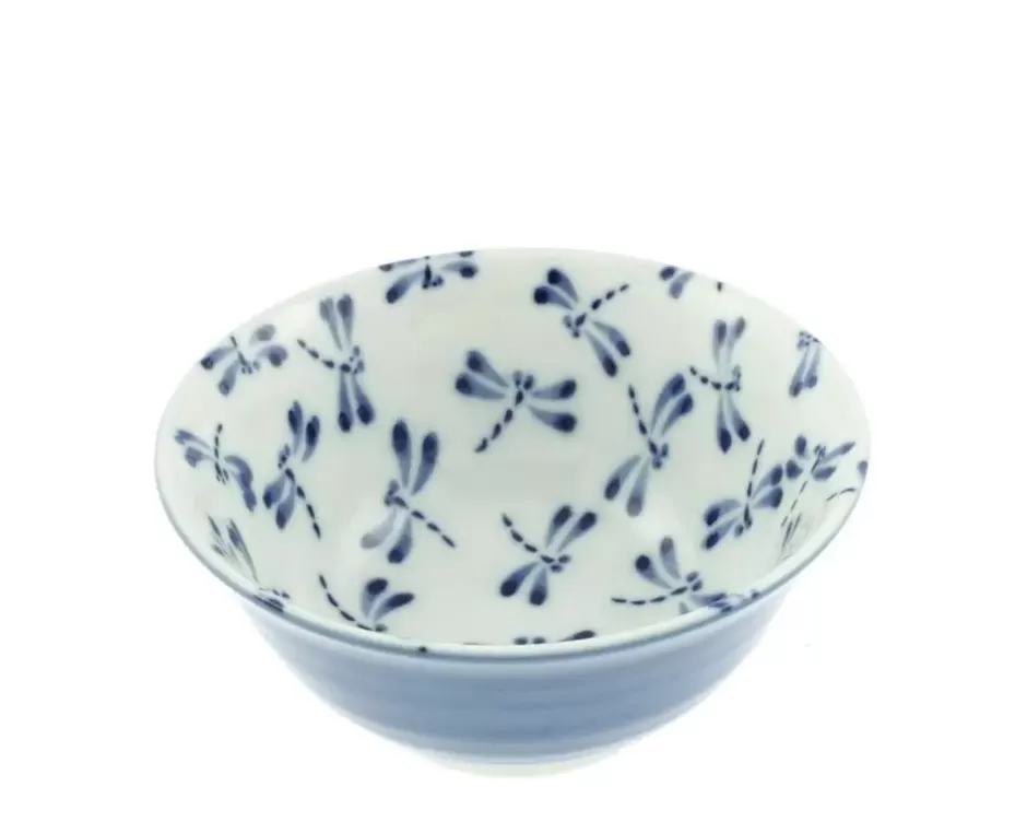 Medium Bowls^MIYA Company Bowl Blue & White Dragonfly 6"