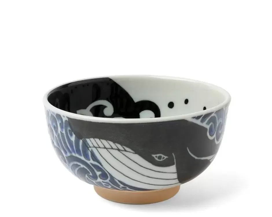 Bowls^MIYA Company Bowl Blue Whale Waves 5"