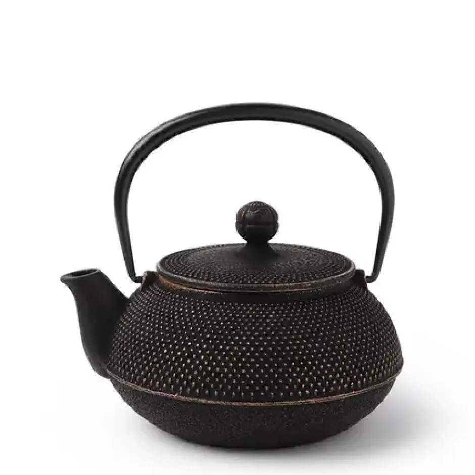 Cast Iron^MIYA Company Cast Iron Gold/Black Hobnail Teapot 0.65L