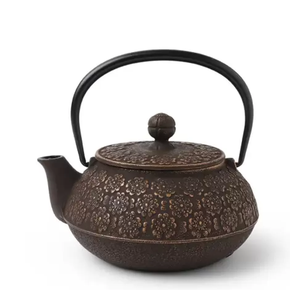 Teapots - Cast Iron^MIYA Company Cast Iron Teapot Gold/Brown Sakura