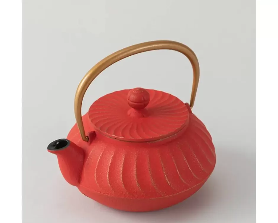 Teapots - Cast Iron^MIYA Company Cast Iron Teapot Red Wave Gold Handle