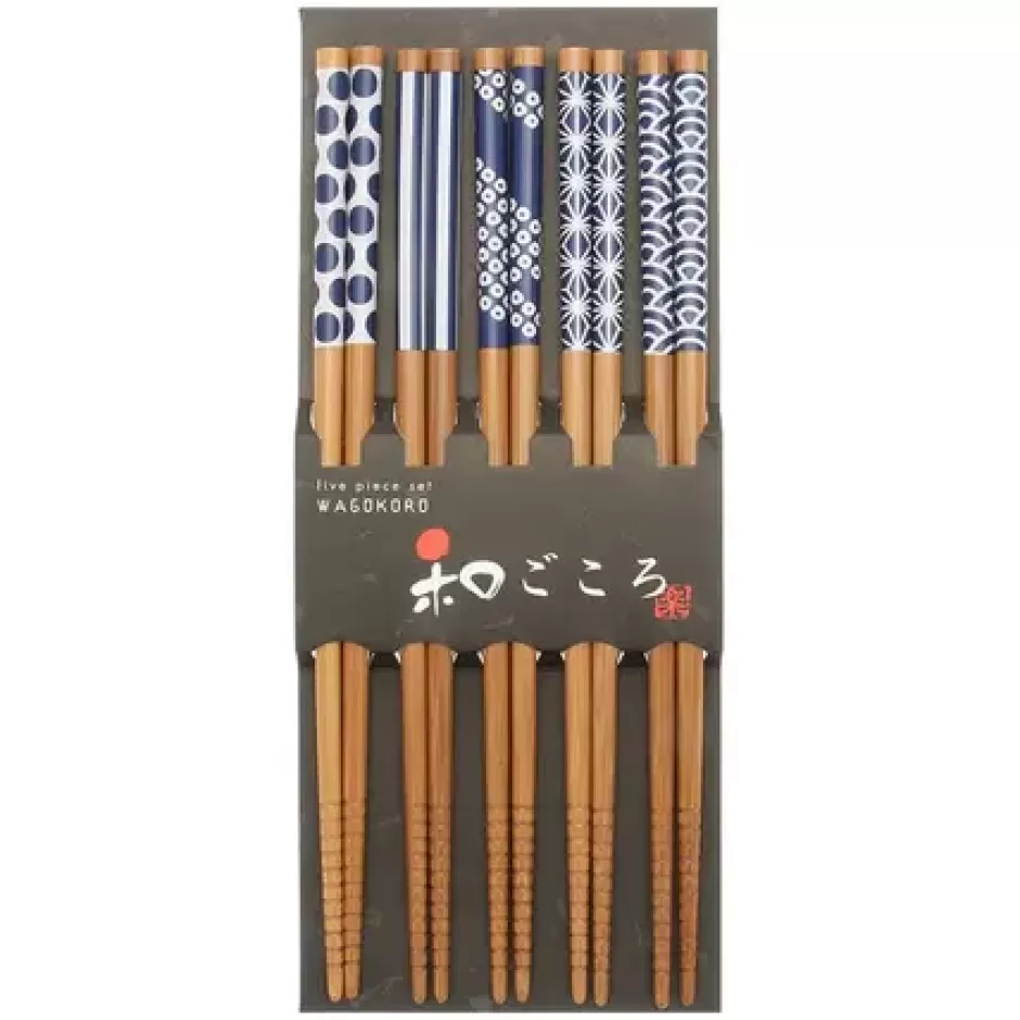 Chopsticks^MIYA Company Chopsticks Set Bamboo Waka Blue/White