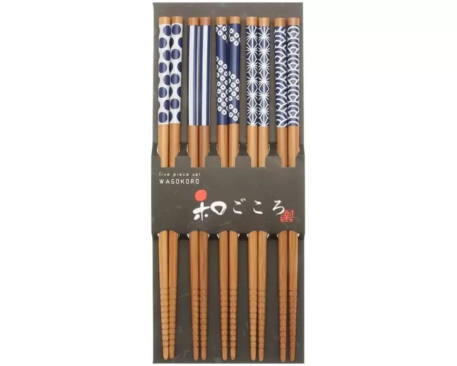 Chopsticks^MIYA Company Chopsticks Set Bamboo Waka Blue/White