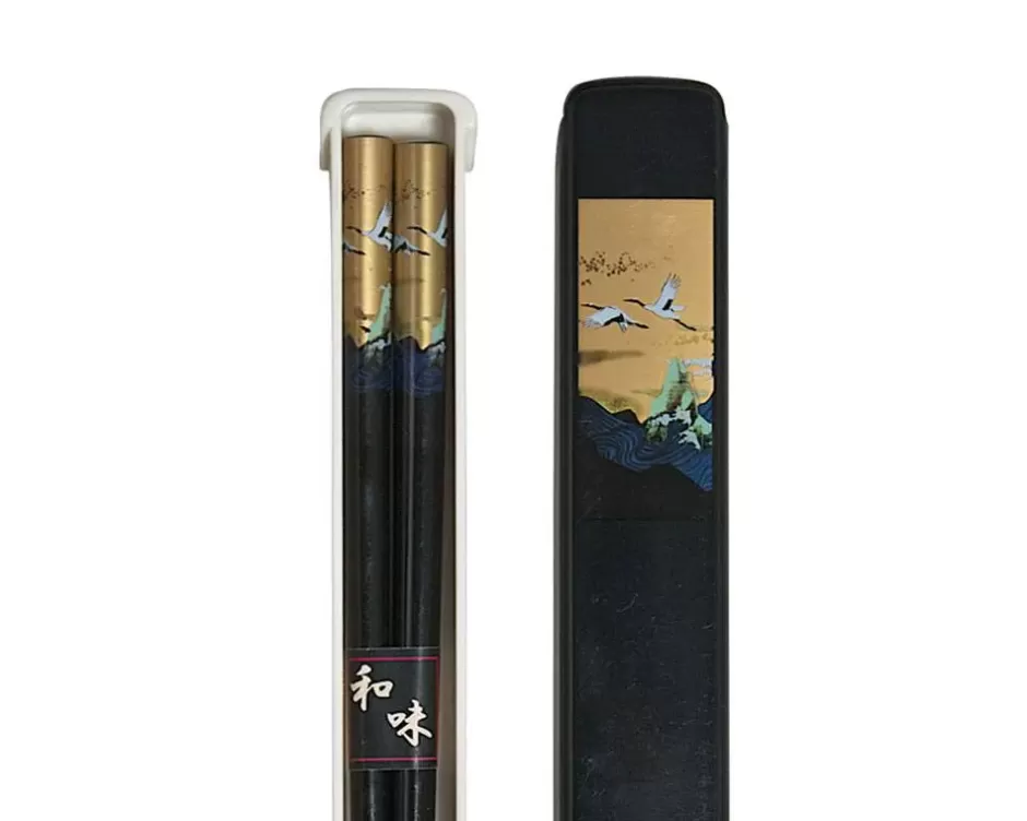 Chopsticks^MIYA Company Cranes Chopsticks With Case - Black