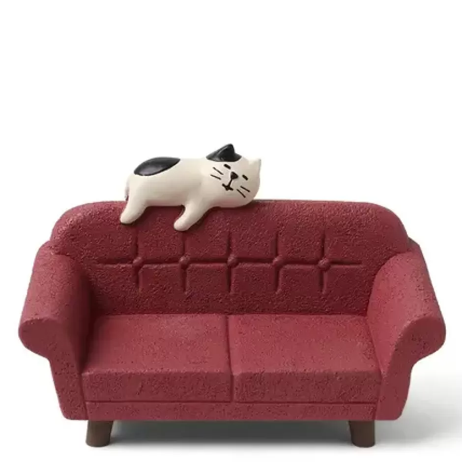 Cats^MIYA Company Figurine Cat On Red Sofa