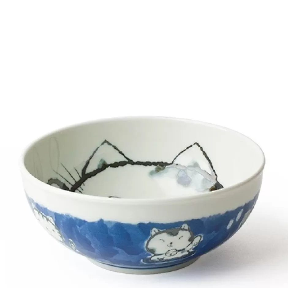 Bowls^MIYA Company Fortune Cat 6.25" Bowl Blue