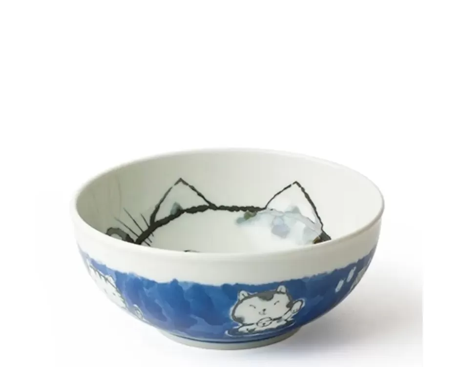 Bowls^MIYA Company Fortune Cat 6.25" Bowl Blue