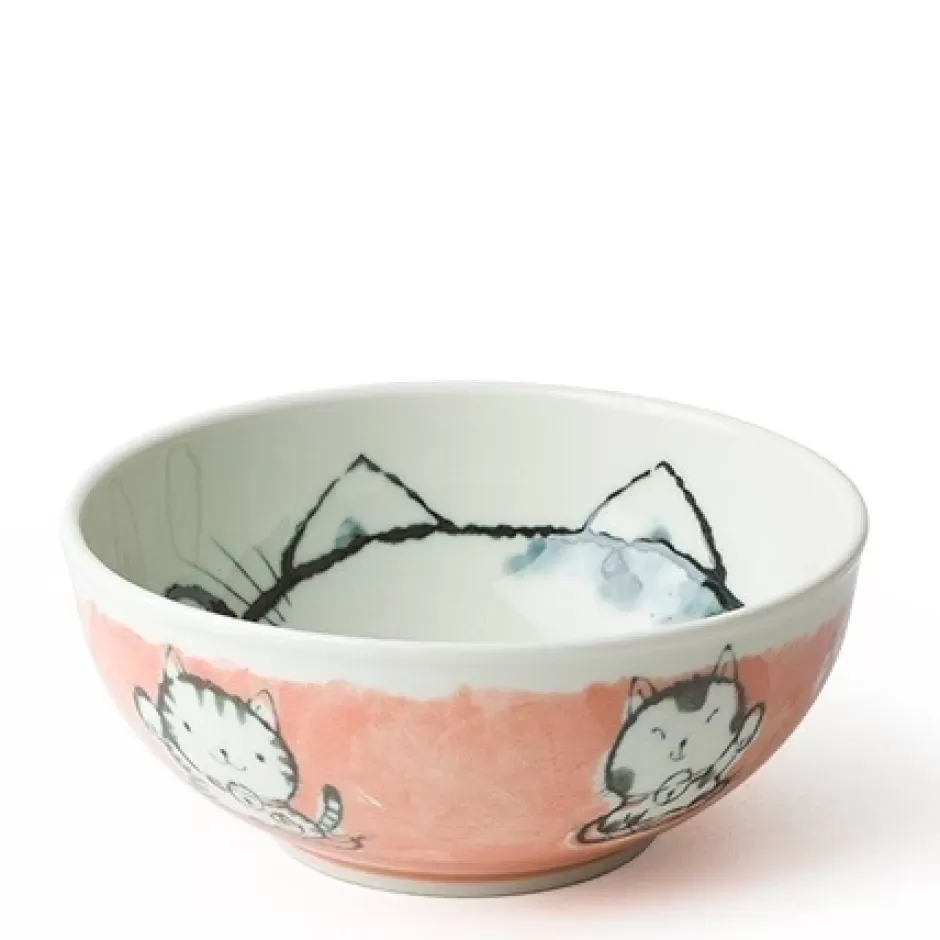 Bowls^MIYA Company Fortune Cat 6.25" Bowl Pink