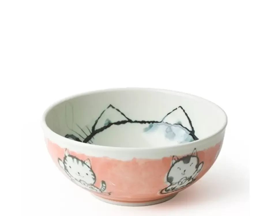 Bowls^MIYA Company Fortune Cat 6.25" Bowl Pink