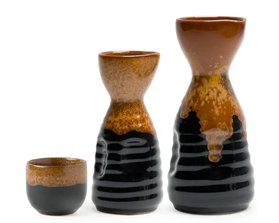 Sake Bottles & Cups^MIYA Company Golden Tenmoku 4 Oz.Sake Bottle