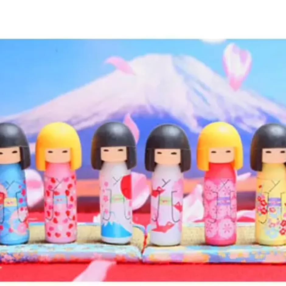 Figurines^MIYA Company Iwako Kokeshi Doll Erasers At Miya