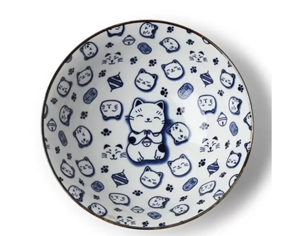 Bowls^MIYA Company Maneki Neko Blue 7.75" Bowl