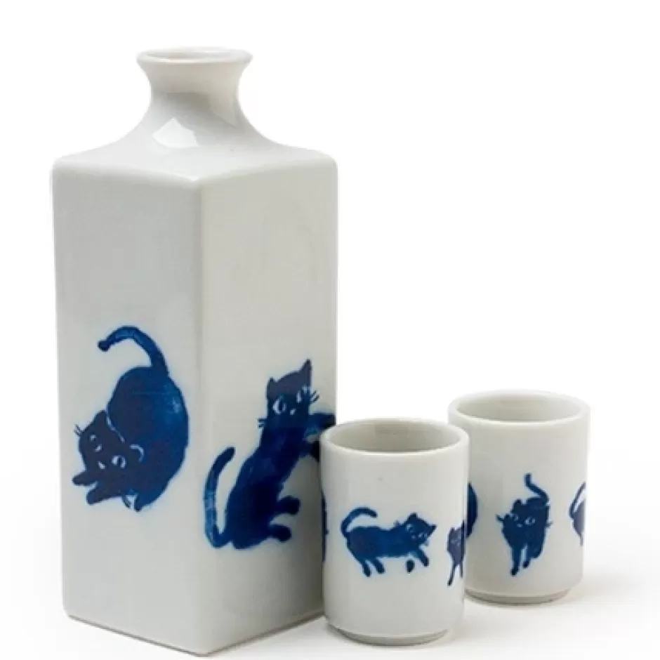 Cats^MIYA Company Midnight Blue Cat Sake Set