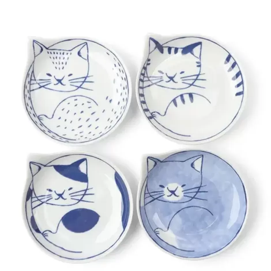 Plates^MIYA Company Nekotori Cat Plate 4.25" Set/4