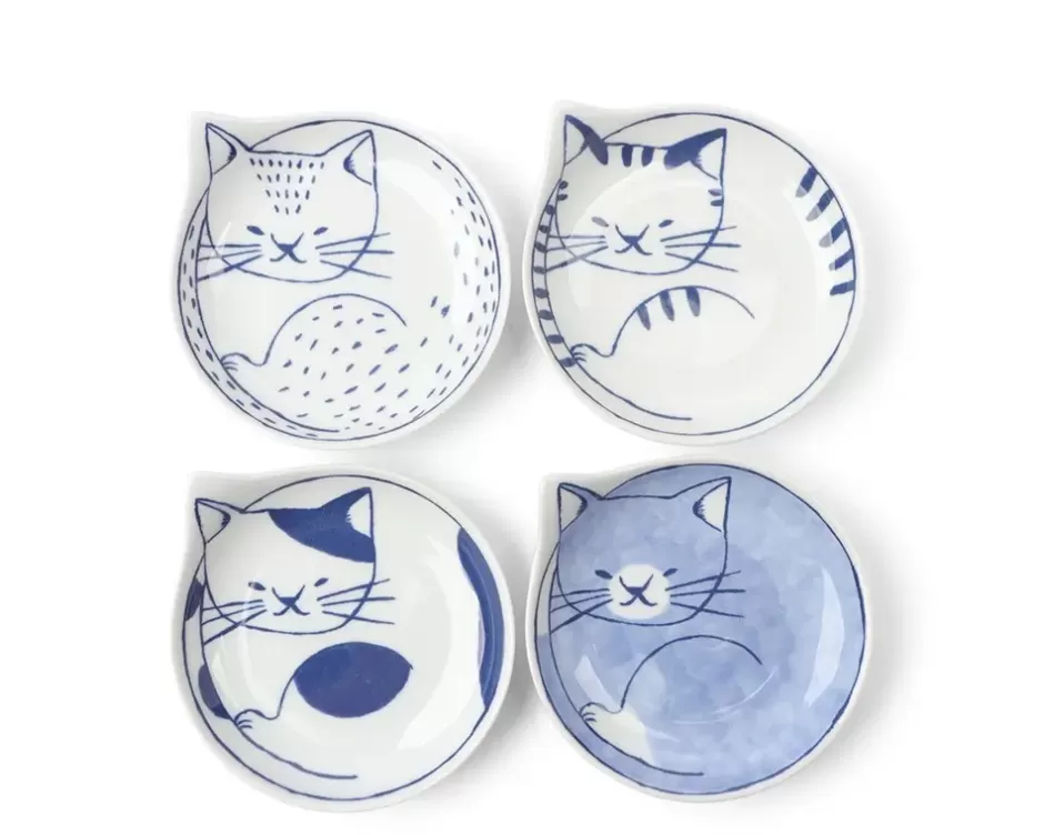 Plates^MIYA Company Nekotori Cat Plate 4.25" Set/4