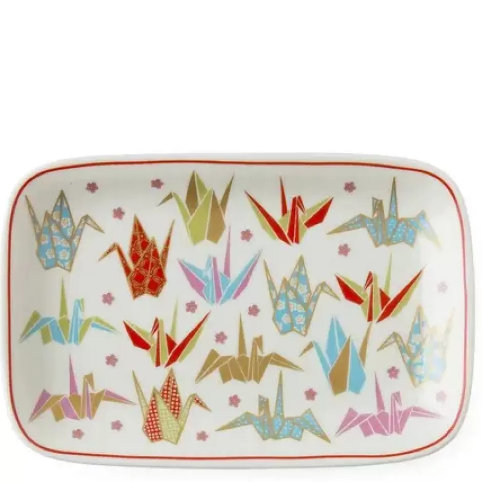 Plates^MIYA Company Origami Cranes 6.5" X 4.25" Plate - Pink