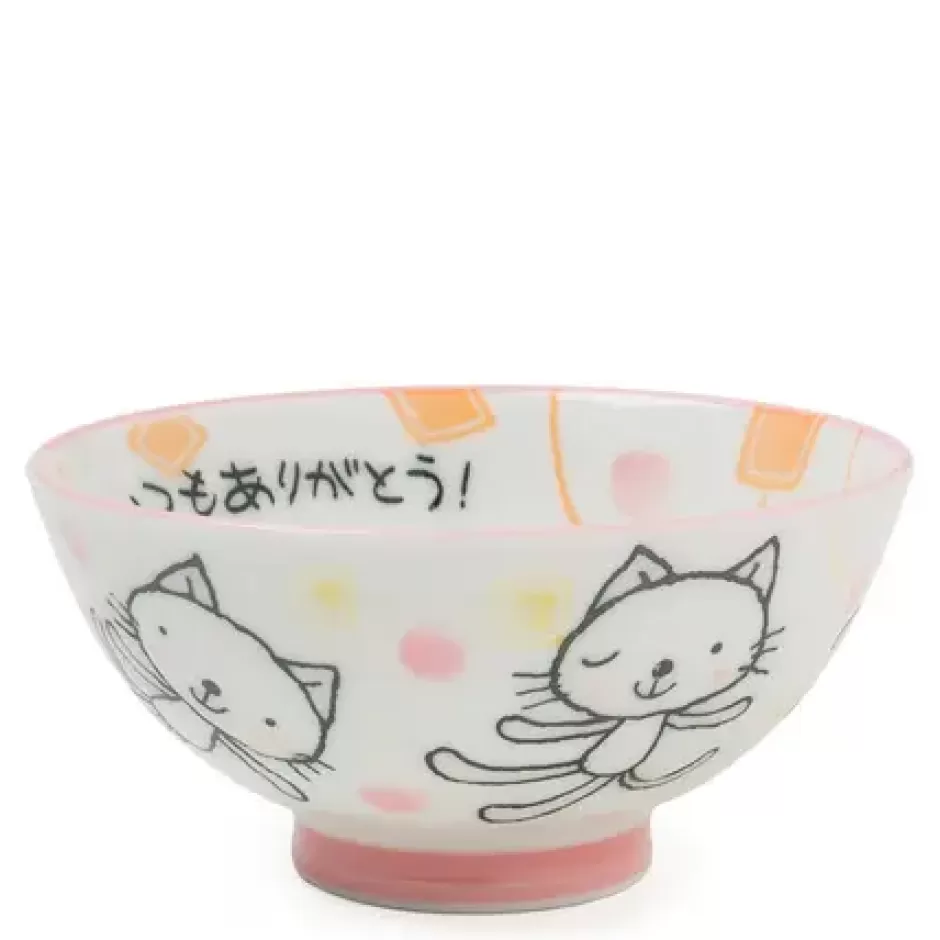 Bowls^MIYA Company Pink Cat 4.25" Rice Bowl