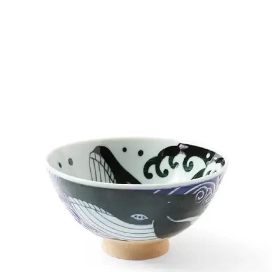 Bowls^MIYA Company Rice Bowl Blue Whale Waves 5"