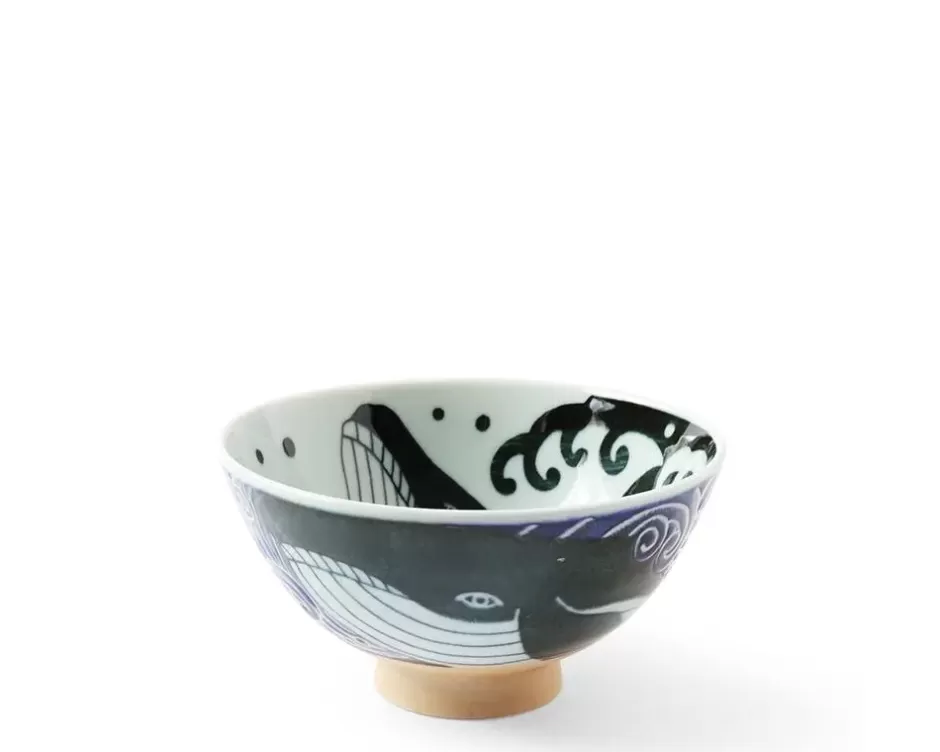 Bowls^MIYA Company Rice Bowl Blue Whale Waves 5"