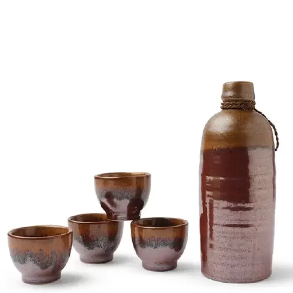 Sake Sets^MIYA Company Sake Set Tetsuaka Kin Nagashi