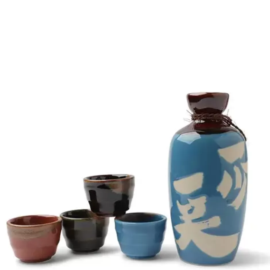 Sake Sets^MIYA Company Sake Set Turquoise Issho Issho