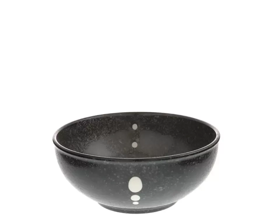 Medium Bowls^MIYA Company Satin Black White Dots 6-1/4" Bowl