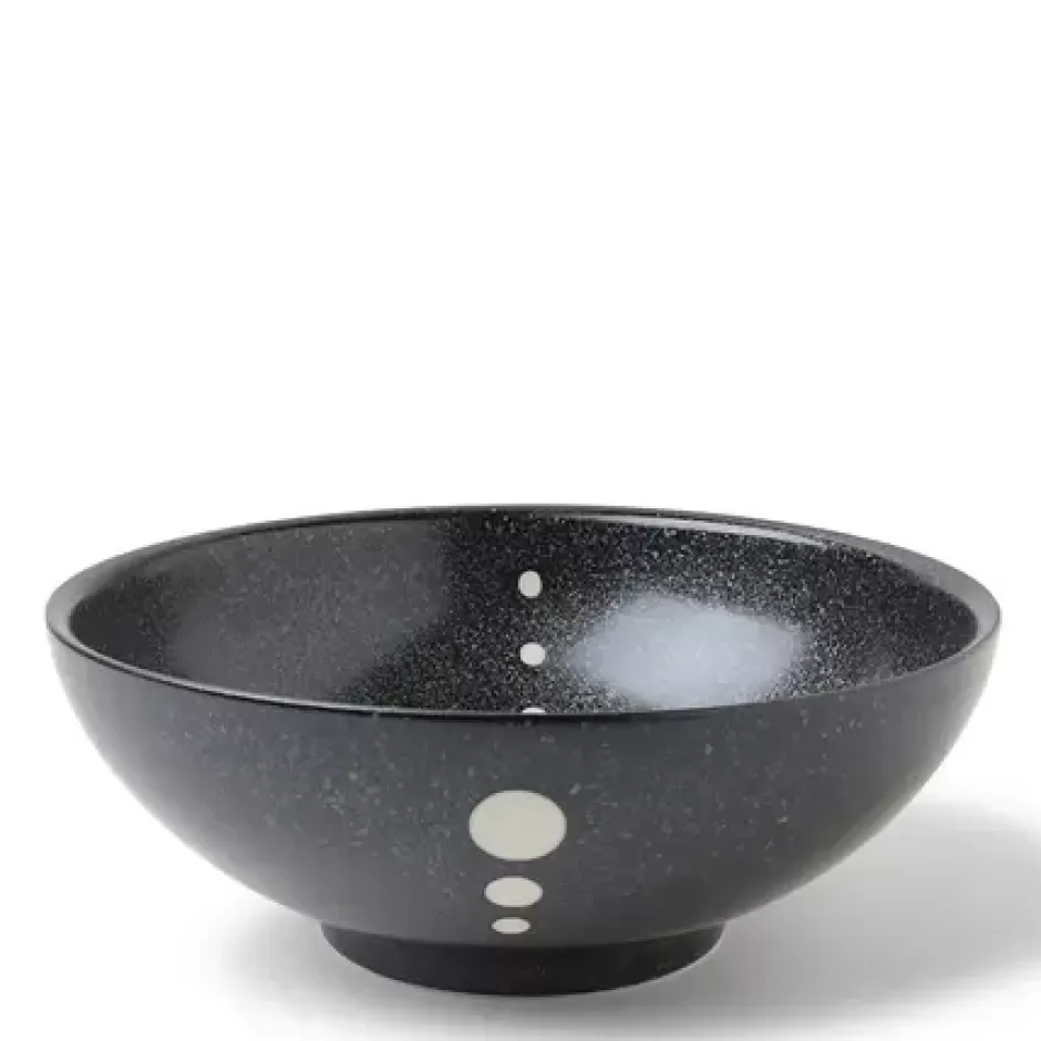 Large Bowls^MIYA Company Satin Black White Dots 8-3/8" Bowl