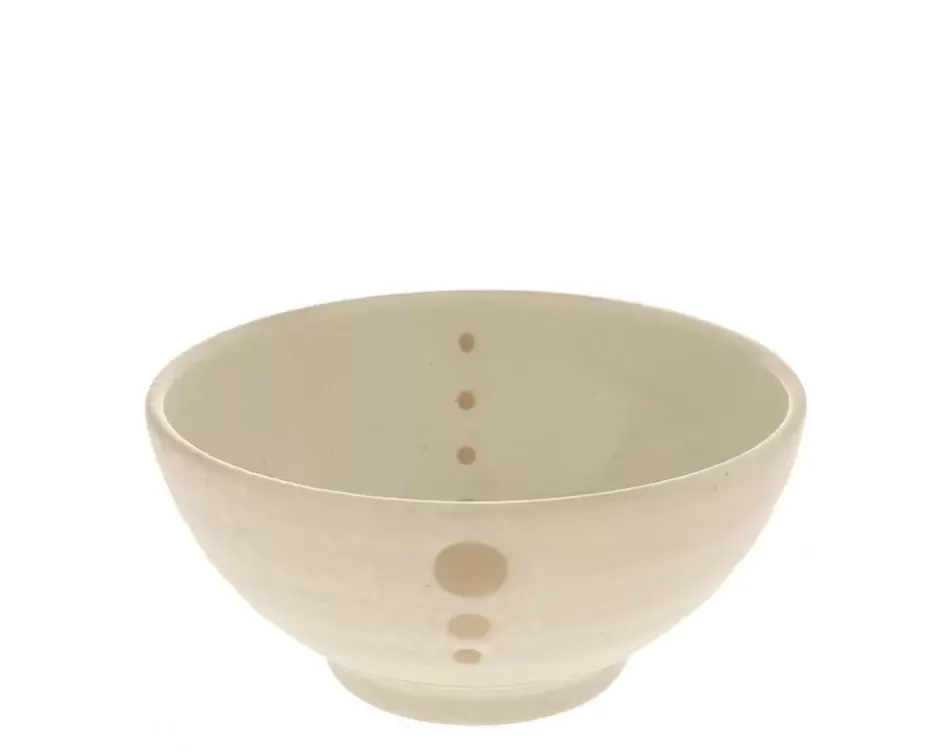 Medium Bowls^MIYA Company Satin White Dots 7-1/4" Bowl