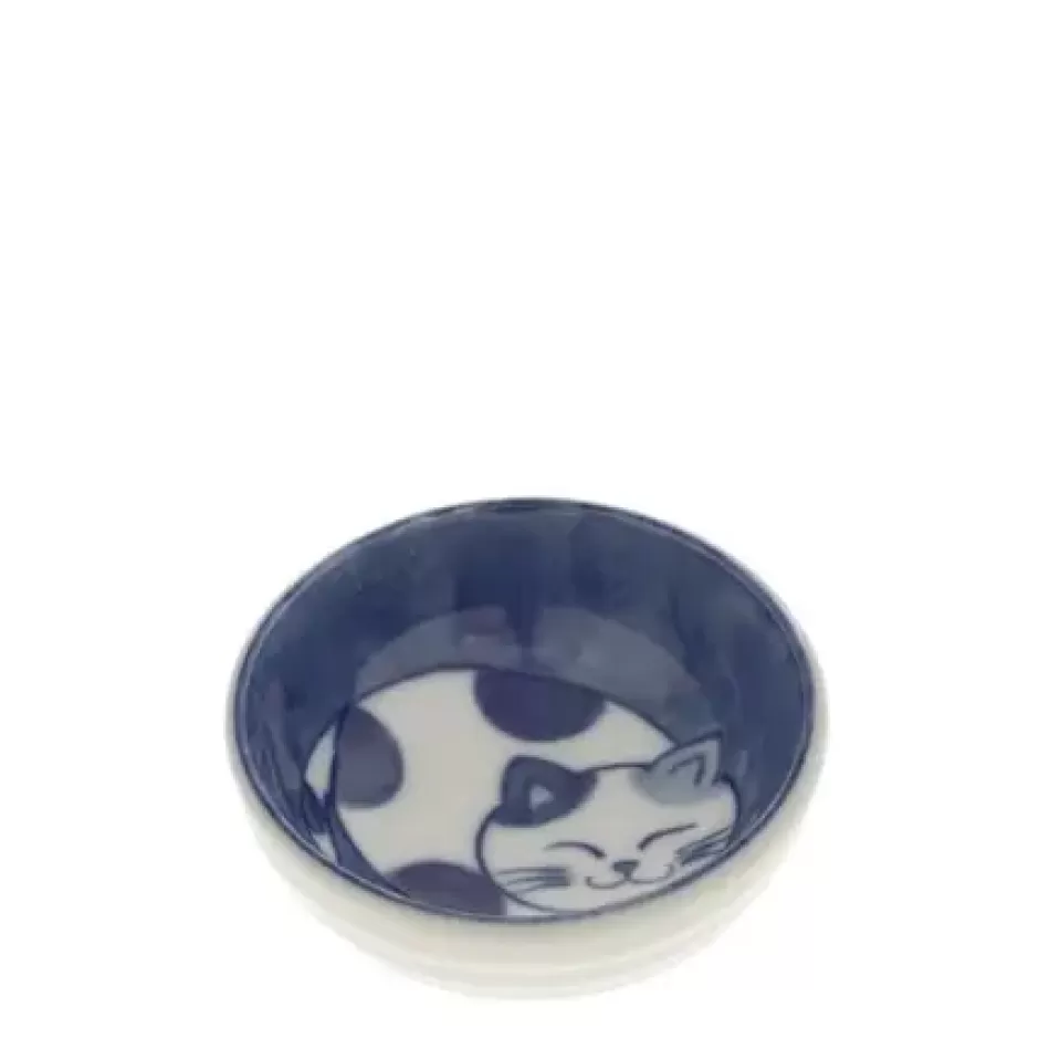 Cats^MIYA Company Sauce Dish Cat Nap Blue/White