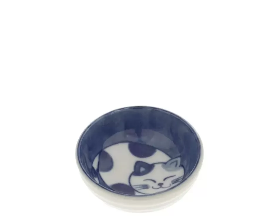 Cats^MIYA Company Sauce Dish Cat Nap Blue/White