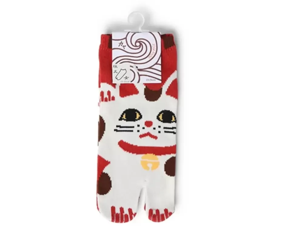 Other^MIYA Company Tabi Socks - Maneki Neko Red