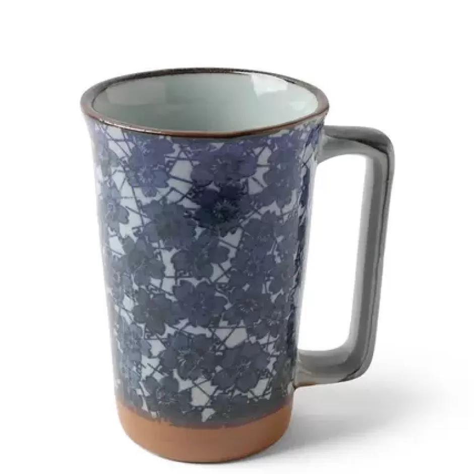 Mugs^MIYA Company Tall Mug Blue Flowers 12 Oz.