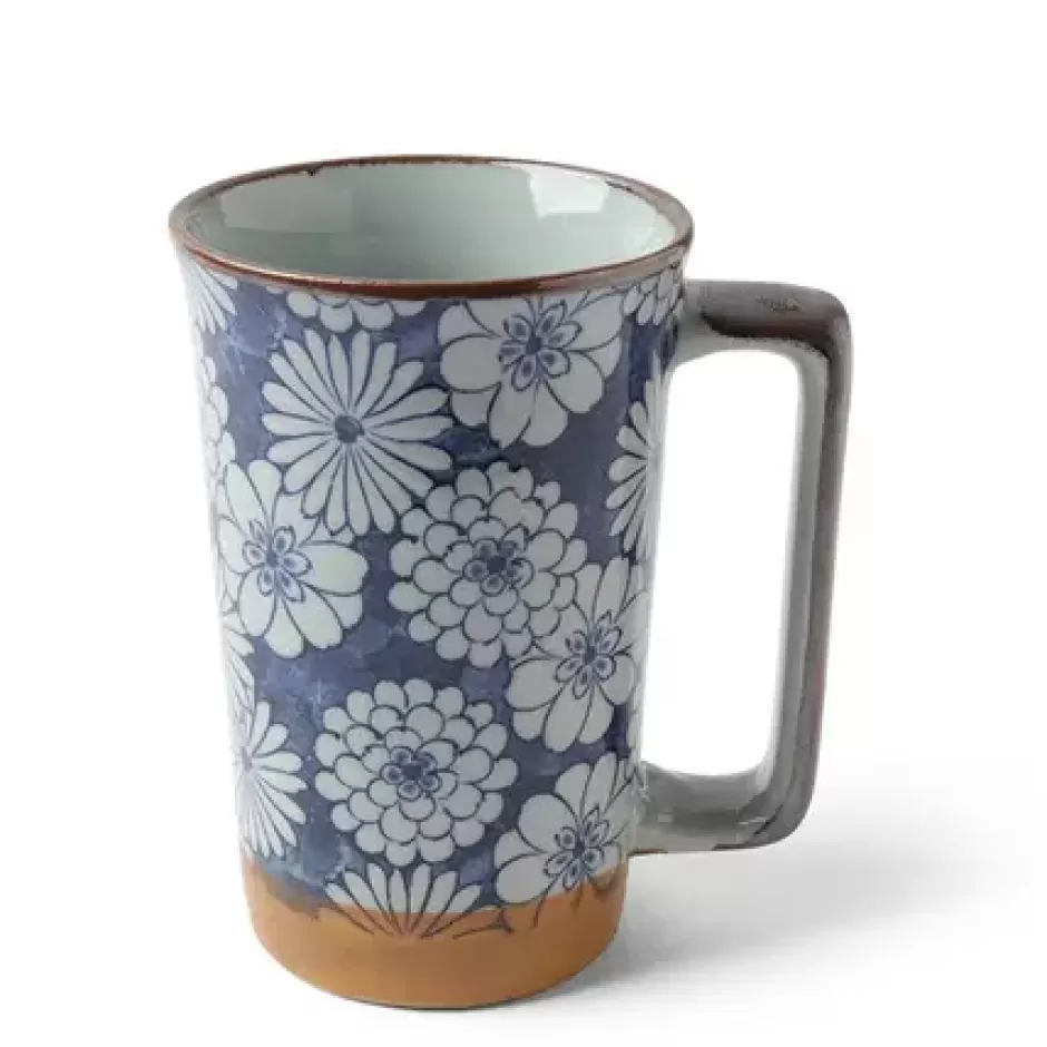 Mugs^MIYA Company Tall Mug Blue Mums 12 Oz.