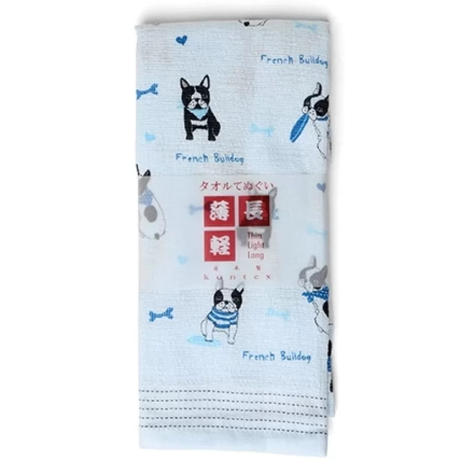 Dogs^MIYA Company Tea Towel - Blue Frenchie