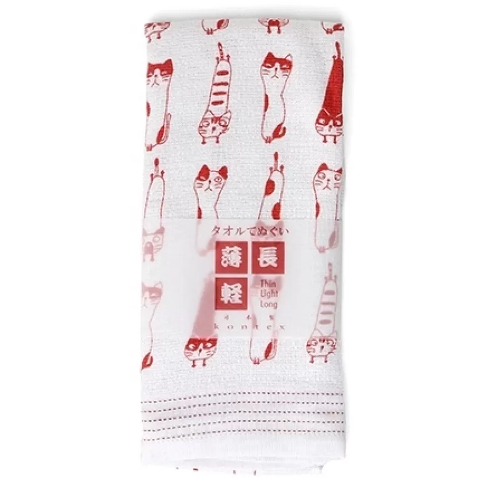 Cats^MIYA Company Tea Towel - Red Cats