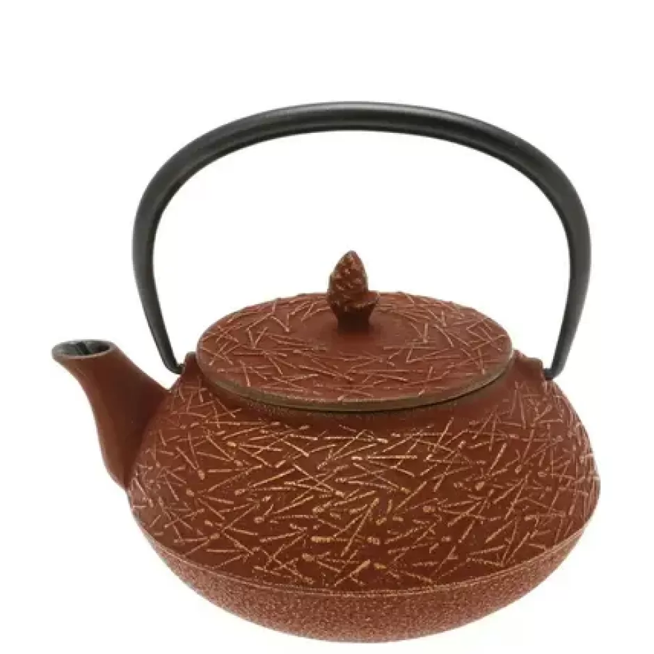 Teapots - Cast Iron^MIYA Company Teapot Cast Iron Gold Cranberry Pine Needles