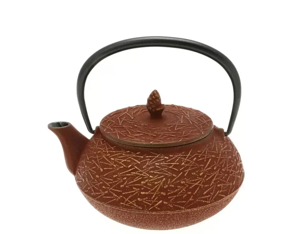 Teapots - Cast Iron^MIYA Company Teapot Cast Iron Gold Cranberry Pine Needles