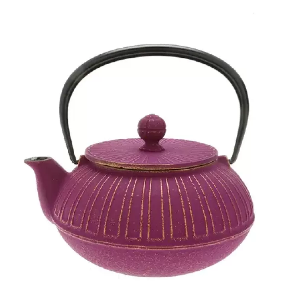 Teapots - Cast Iron^MIYA Company Teapot Cast Iron Gold Purple Chrysanthemum