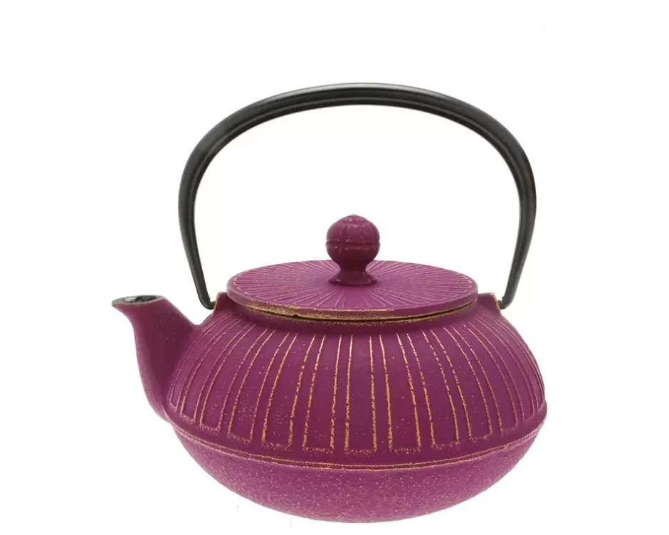 Teapots - Cast Iron^MIYA Company Teapot Cast Iron Gold Purple Chrysanthemum